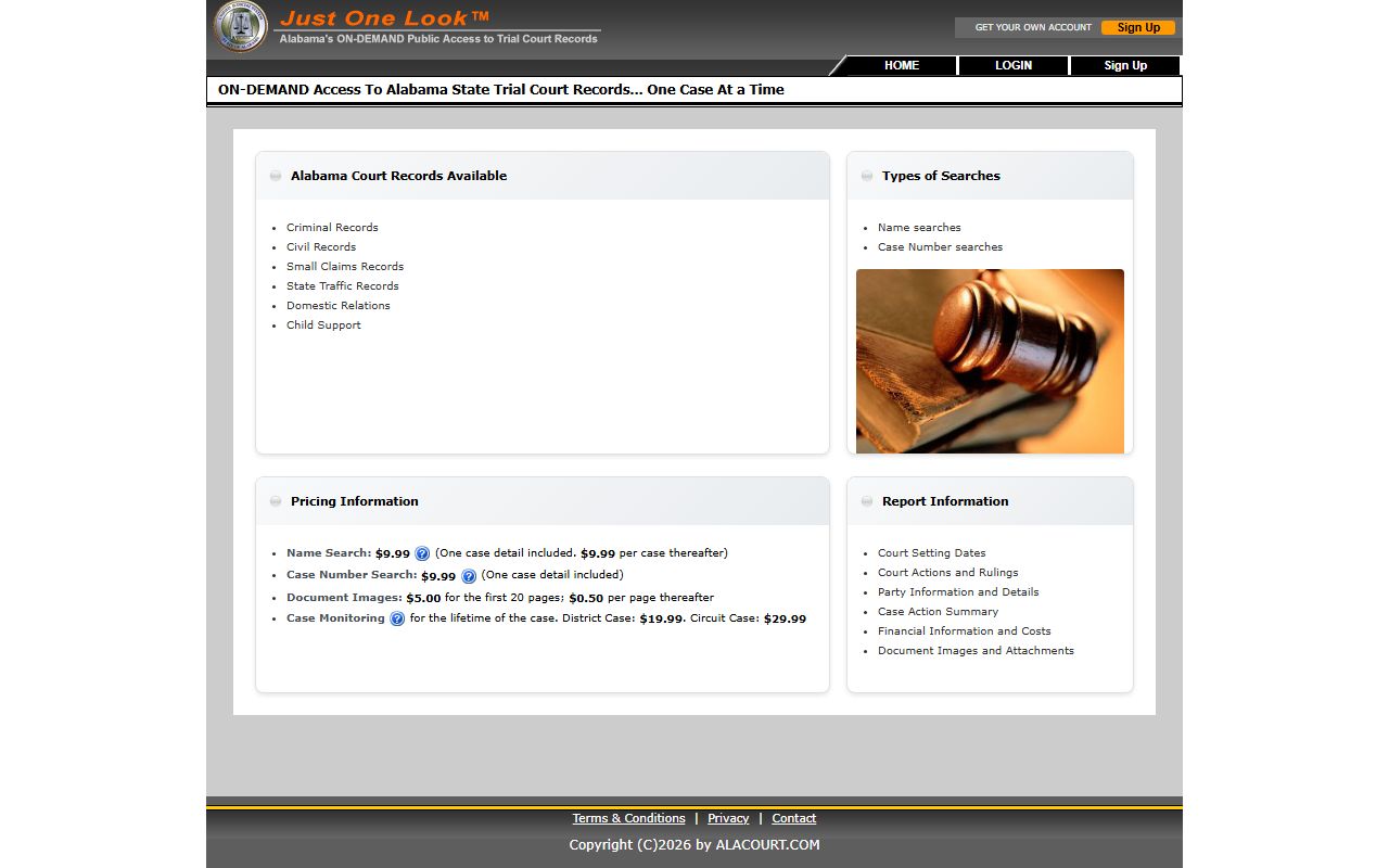 Alacourt Access Coffee County arrest records and court charge lookup