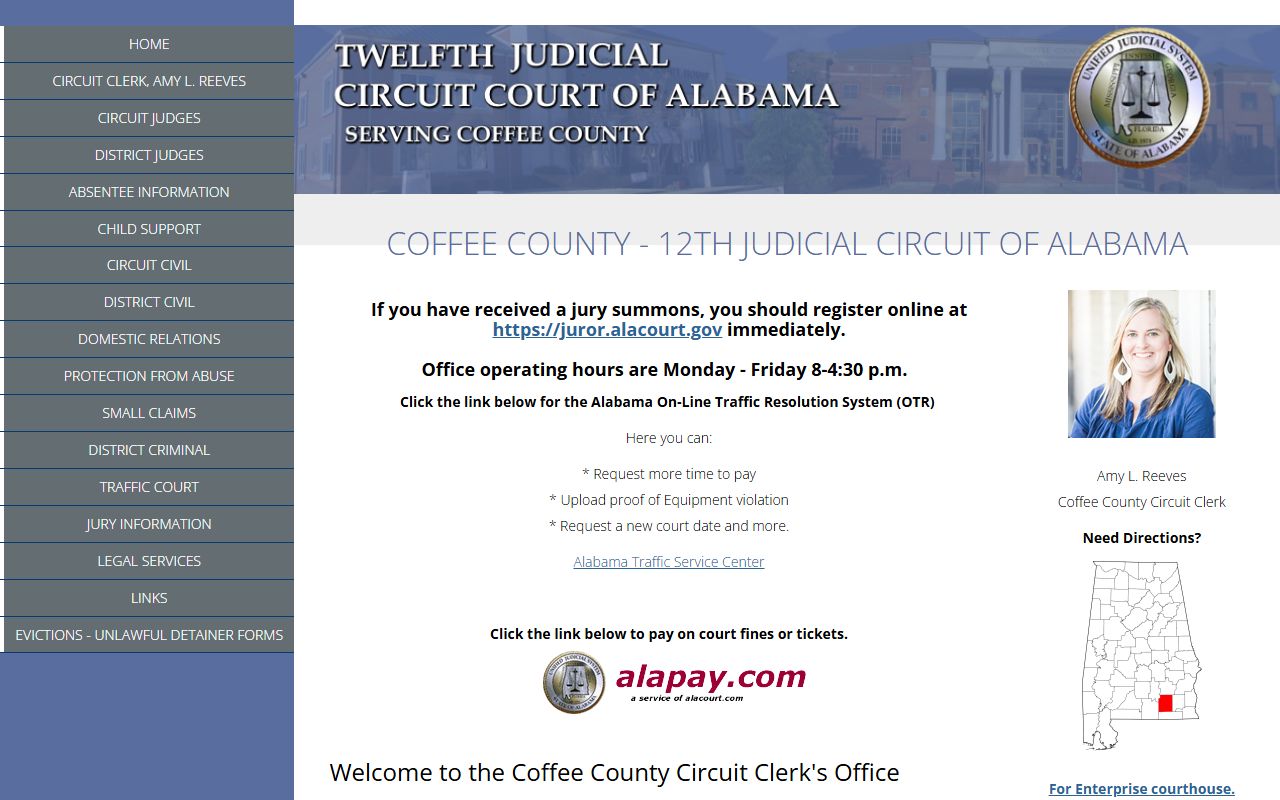 Coffee County circuit clerk site used to trace released inmate population court records