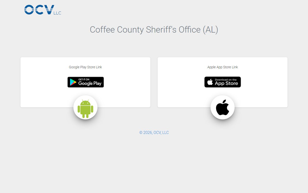 Coffee County sheriff app listing tied to the county inmate population and contact lines