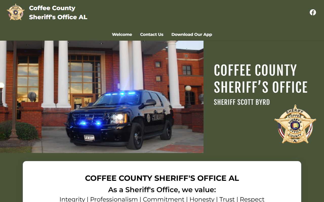 Coffee County Sheriff's Office source for jail mugshot and custody contacts